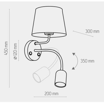 Vägglampa  MAJA 1xE27/15W/230V + 1xGU10/10W/230V vit 