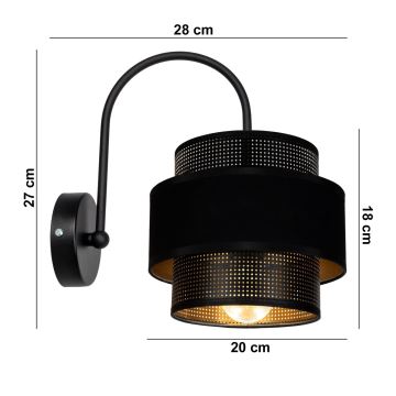 Vägglampa NESS 1xE27/60W/230V svart