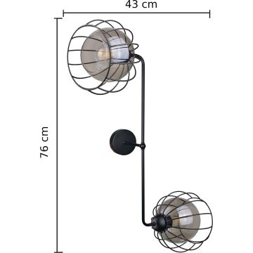 Vägglampa SOLO BLACK 2xE27/60W/230V