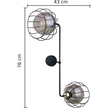 Vägglampa SOLO BLACK 2xE27/60W/230V svart/gyllene