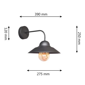 Vägglampa SORAPIS 1xE27/15W/230V svart