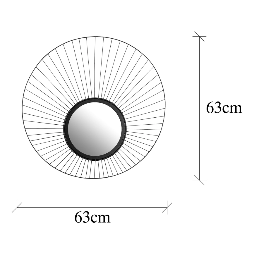 Väggspegel PAPATYA diameter 63 cm svart