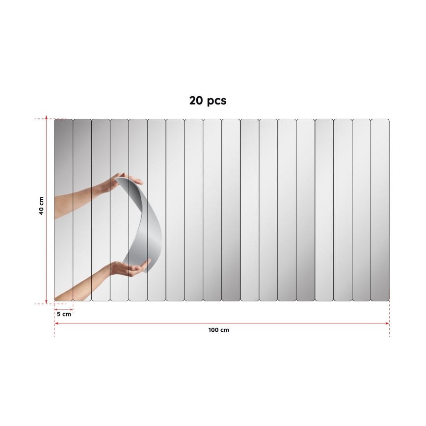 Väggspegel RECTANGULAR 100x40 cm - 20 parts