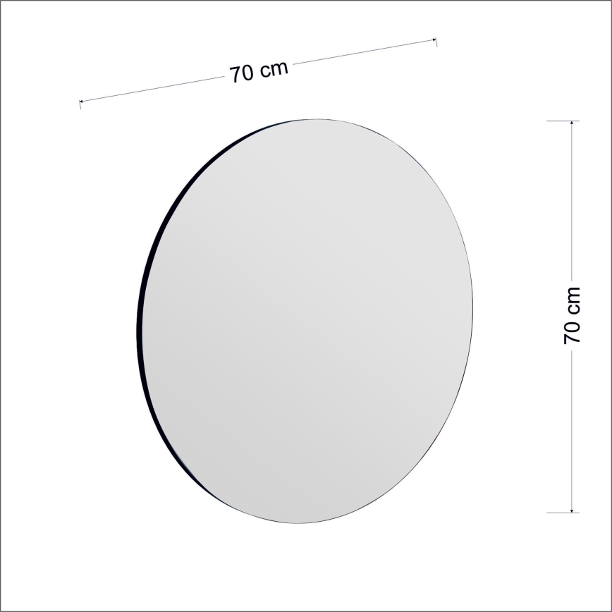 Väggspegel ZEOS diameter 70 cm svart