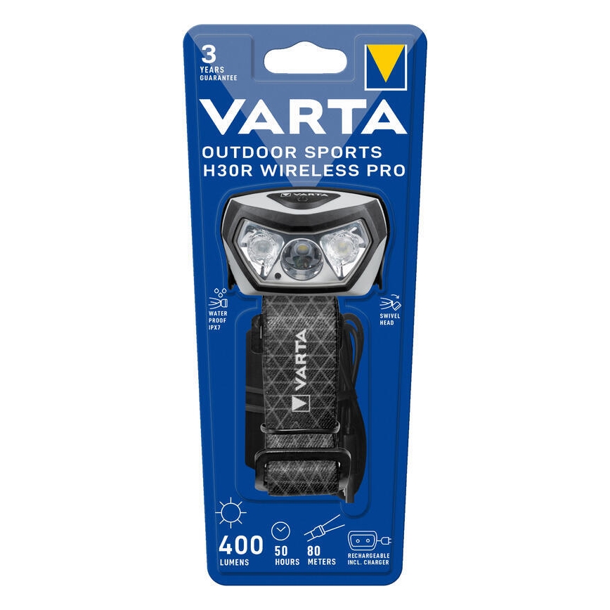 Varta 18650101401 - LED Ljusreglerad rechargeable headlamp OUTDOOR SPORTS LED/5V 1800mAh IPX7