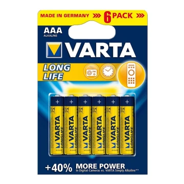 Varta 4103 - 6 st Alkaliska batterier LONGLIFE EXTRA AAA 1,5V