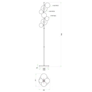 Wofi 3014-701W - LED golvlampa VILLA 7xG9/3W/230V guld