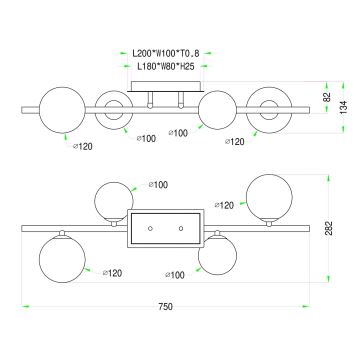 Wofi 7014-401W - LED ytmonterad ljuskrona VILLA 4xG9/3W/230V guld