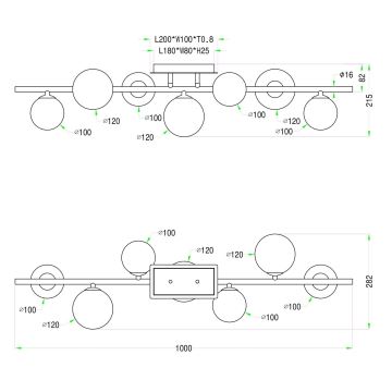 Wofi 7014-701W - LED ytmonterad ljuskrona VILLA 7xG9/3W/230V guld