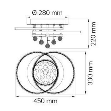 Wofi 9103.01.01.8420 - Dimbar LED ytmonterad ljuskrona MEDLEY LED/37W/230V