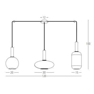 Zambelis 22151 - Ljuskrona med textilsladd 3xE27/40W/230V guld