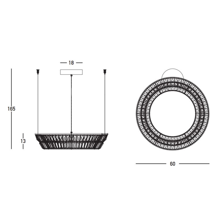 Zambelis 23046 - LED Ljusreglerad kristall ljuskrona på snöre LED/38W/230V CRI 90 3000K diameter 60 cm mässing