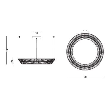 Zambelis 23048 - LED Ljusreglerad kristall ljuskrona på snöre LED/55W/230V CRI 90 3000K diameter 80 cm mässing