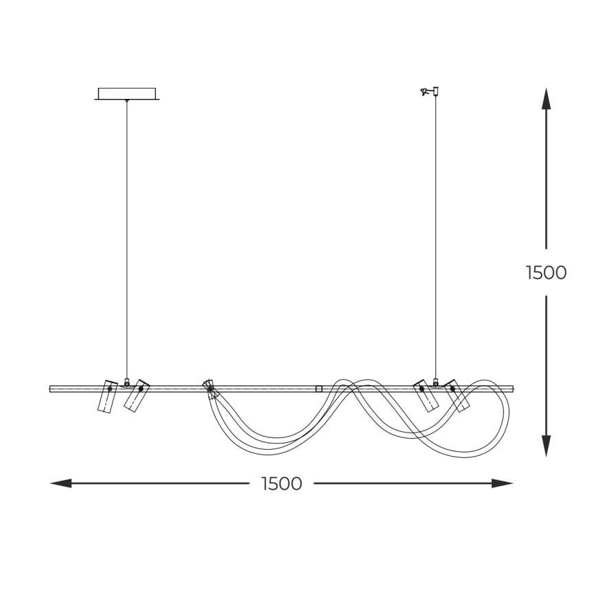 Zuma Line - LED ljusreglerad ljuskrona på textilsladd LED/60W + LED/7,5W/230V 2700-6000K svart/guld + fjärrkontroll