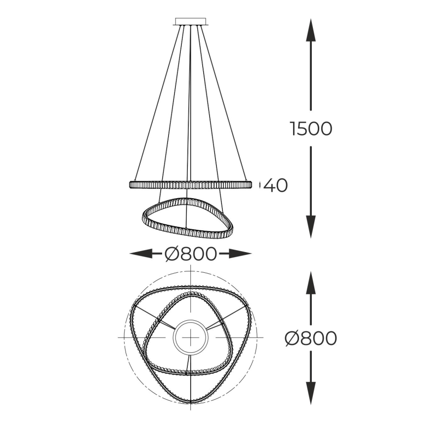 Zuma Line - LED Ljusreglerad kristall ljuskrona på snöre LED/36W/230V 2700-6000K + fjärrkontroll