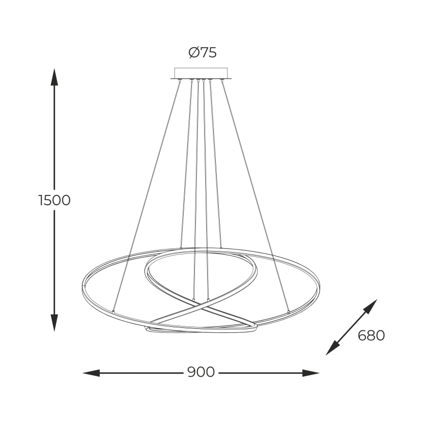 Zuma Line - LED ljusreglerad ljuskrona på textilsladd LED/56W/230V guld