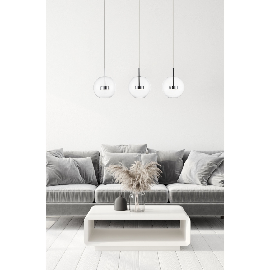 Zuma Line - LED ljuskrona med textilsladd 3xLED/5W/230V silver