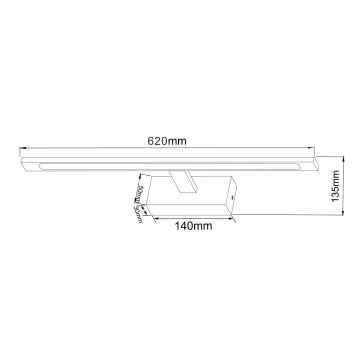 Zuma Line - Badrumsspegel med LED-belysning LED/20W/230V 62 cm IP44 svart